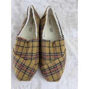 TOMS Women's Plaid Lined‎ Loafers Comfort Slip On Shoes Size 8